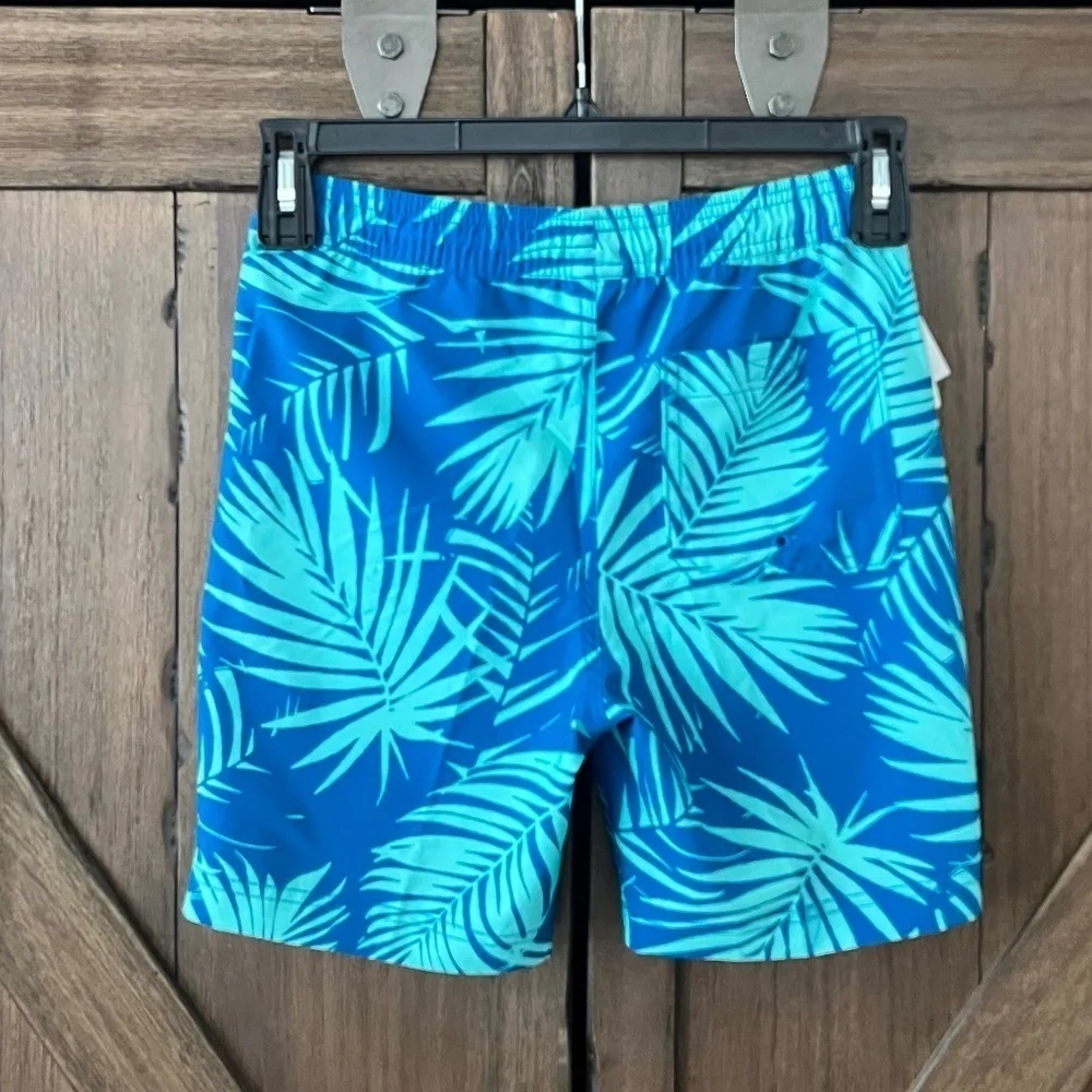 Tilly’s Blue Crown Boy's Aqua Leaf Swimtrunks Size Medium NWT